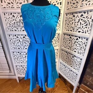 NWT Talbots Vibrant Blue Embroidered Midi Dress Sz 16P